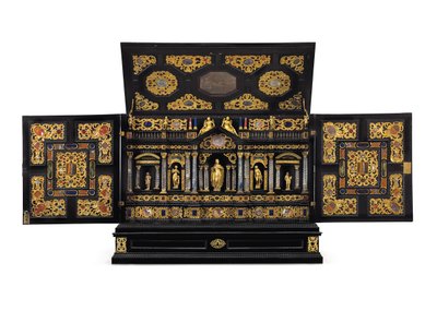 An Augsburg Gilt-Metal, Rock-Crystal and Pierre Dure-Mounted Ebony, Kingwood and Ebonised Table-Cabinet, c.1630-40 by German School