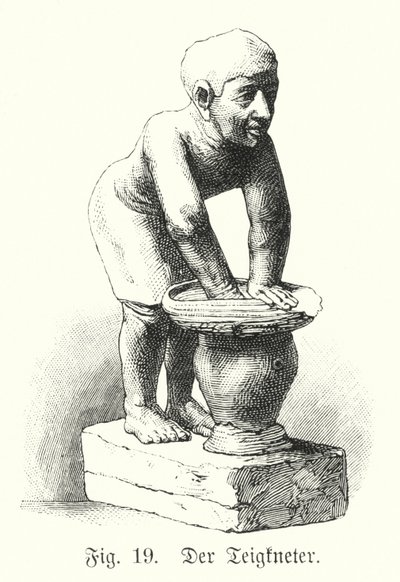 Ancient Egyptian Figure of a Man Mixing Dough by German School