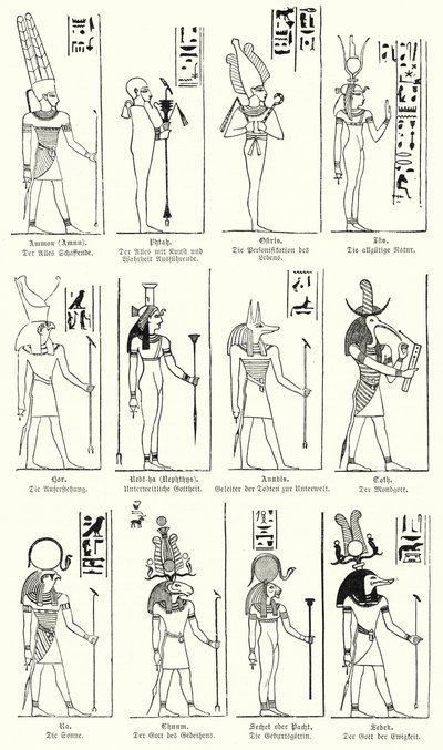 Ancient Egyptian gods and goddesses by German School