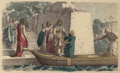 Ancient Egyptian Woman of High Rank Taking a Boat Trip by German School