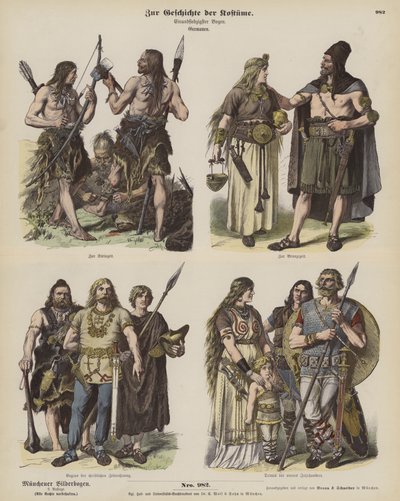 Ancient Germanic costumes by German School