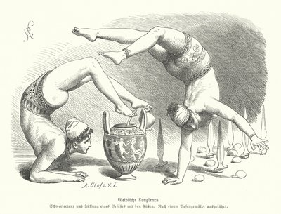 Ancient Greek female acrobats by German School