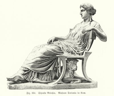 Ancient Greek Statue of a Seated Woman by German School