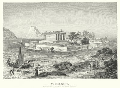 Ancient Greek temple of Athena Apaturia on the island of Sphairia by German School