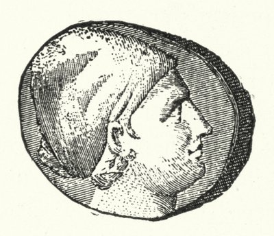 Ancient Coin Showing the Head of the Ancient Greek Poet Sappho (engraving) by German School