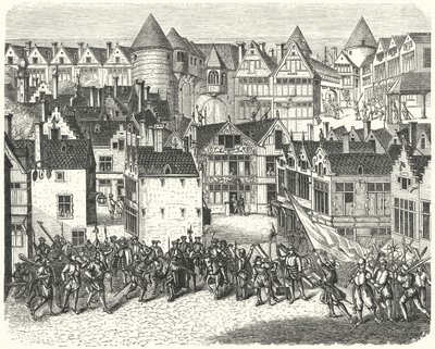 Antwerp at the time of the sack of the city by the Spanish, known as the Spanish Fury by German School