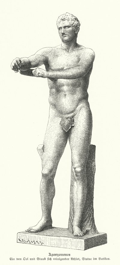 Apoxyomenos, statue of an athlete scraping sweat and dust off his body with a strigil by German School