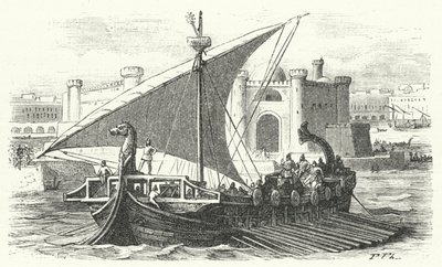 Arrival of a Phoenician Merchant Ship in a Harbour (engraving) by German School