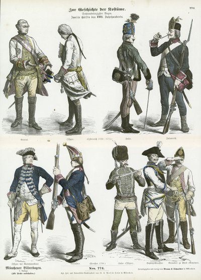 Austrian and Prussian Military Uniforms, Second Half of 18th Century by German School