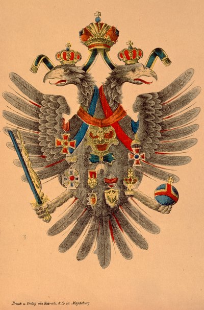 Austro-Hungarian Imperial Coat of Arms, Published by Robraki & Co., Magdeburg, c.1865 by German School