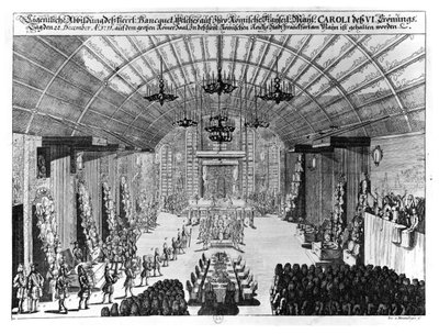 Banquet in the Romer Hall at Frankfurt-am-Main, in Honour of the Coronation of Charles VI on 22nd December 1711 by German School