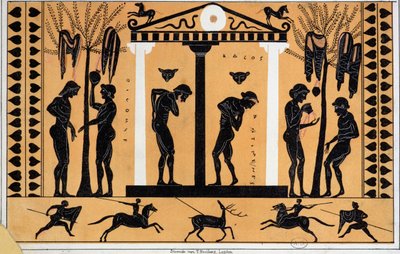 Bathing in Ancient Greece, Copy from a Greek Vase by German School
