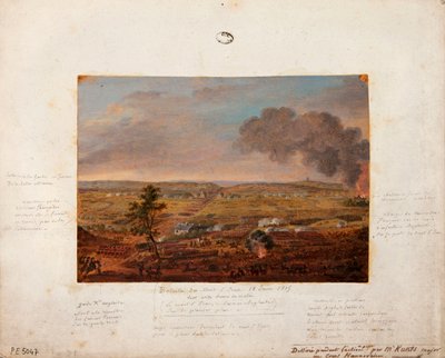 Battle of Mont-Saint-Jean, drawn and painted during the action by Major Kunts of the Hanoverian unit, 18th June 1815 by German School