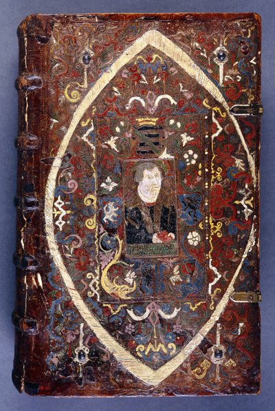 Book cover with a portrait of Martin Luther (1483-1546) by German School