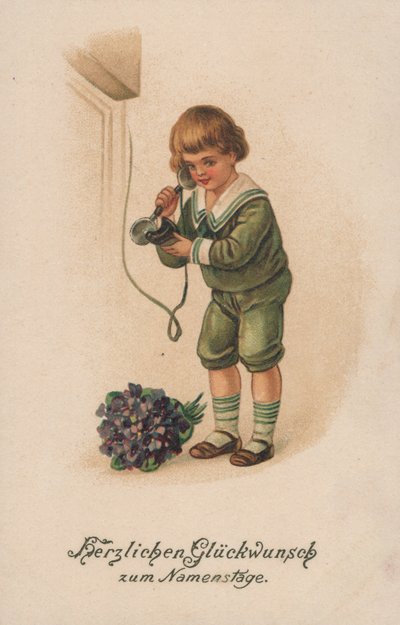 Boy and Telephone by German School