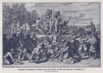 Brutal Murder of the Brothers Jan and Cornelis de Witt by an Orangist Mob, The Hague, Netherlands, 20 August 1672 by German School