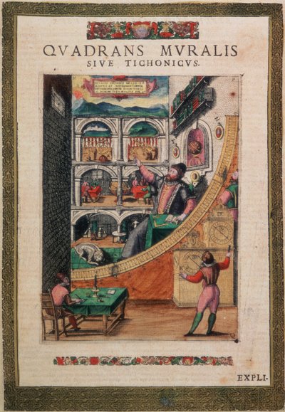 The Astronomer Tycho Brahe, aged 40, in 1587, amongst his astronomical instruments (from 