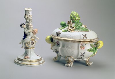 Candlestick and covered bowl from the St. Andrew Service, Meissen, 1744-5 by German School