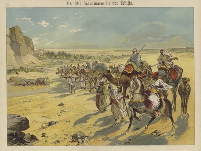 Caravan in the Arabian desert by German School