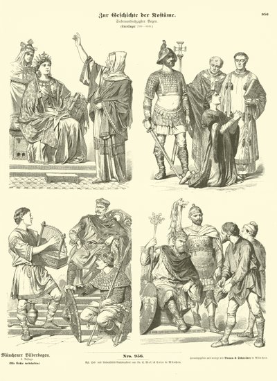 Carolingian Frankish Costumes, 8th Century by German School