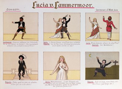 Cartoon making fun of the opera Lucia di Lammermoor by Donizetti by German School