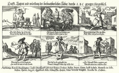 Cartoon on Tobacco and Pipe Smoking by German School