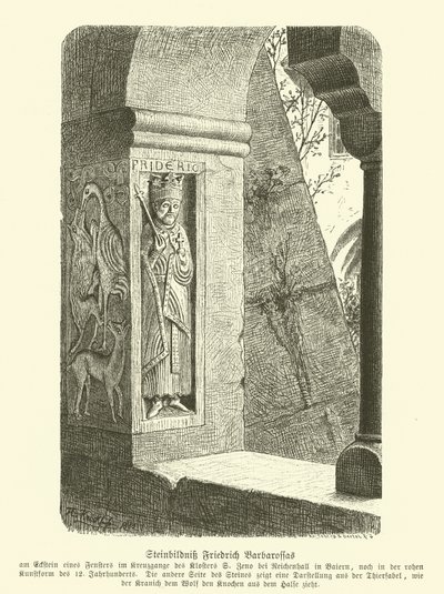 Carved stone image of Frederick Barbarossa, Holy Roman Emperor by German School