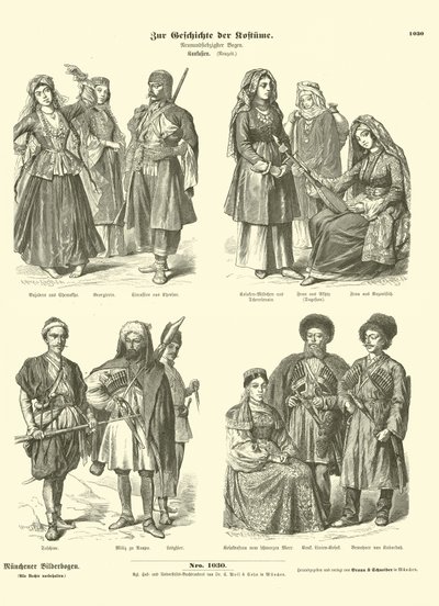 Caucasian Costumes, 19th Century by German School