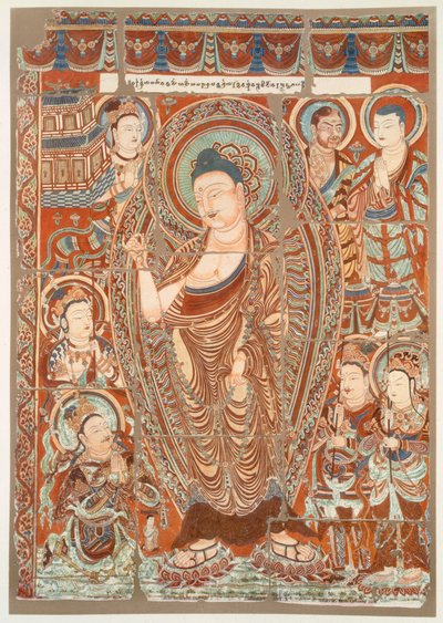 Cave Painting Showing the Worship of the Buddha Simha by German School
