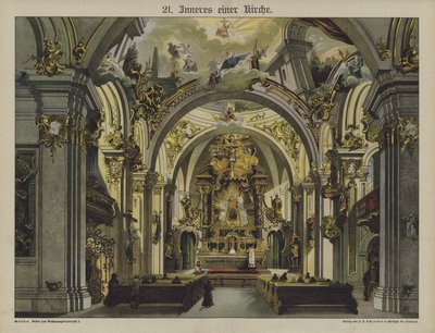 Church interior by German School