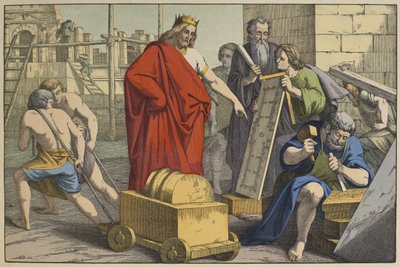 Construction of the Temple of Jerusalem, illustration from L