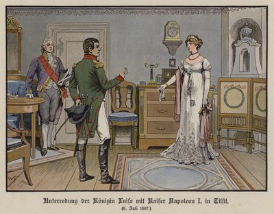 Conversation between Queen Louise of Prussia and the Emperor Napoleon I at Tilsit, 6 July 1807 by German School