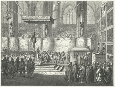 Coronation of Charles X Gustav of Sweden in Uppsala Cathedral by German School