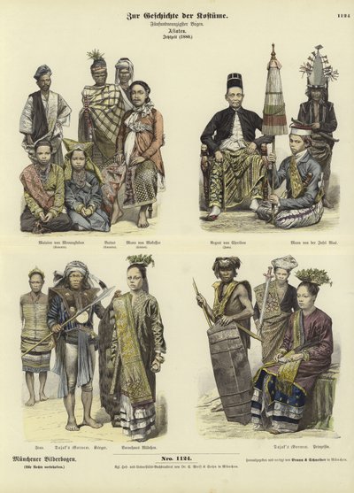Costumes of Indonesia, 1880 by German School