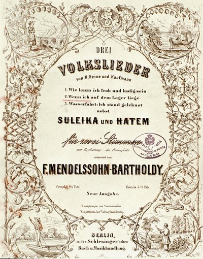 Cover of the Score for Drei Volkslieder by Felix Mendelssohn by German School
