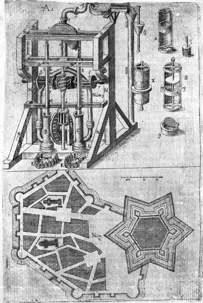 Design for fortification from Harmonia in Fortalitiis Construendis, Defendensis & Oppugnandis by Wendelin Schildknecht, pg120, published 1652 by German School