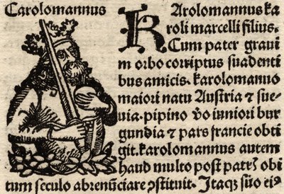 (detail) depicting Charlemagne pre-1500 by German School