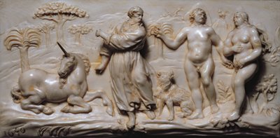 Detail (plaque from a South German Kunstcabinet, depicting Adam and Eve) by German School