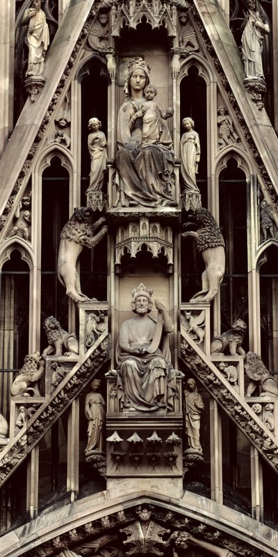 Detail of the Virgin and Child, from the Gable Above the Central Portal on the West Facade by German School