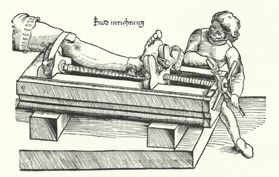 Device for straightening a wounded leg by German School