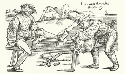Device for straightening a wounded leg by German School