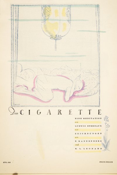 Die Cigarette eine Meditation, from Styl, pub. 1922 by German School