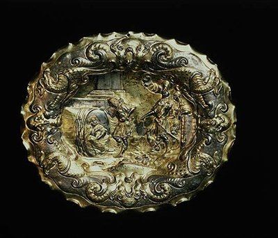 Dish showing Diogenes and Alexander the Great, Augsburg by German School