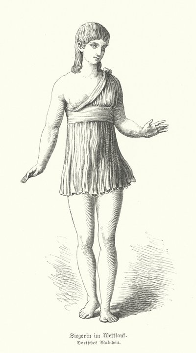 Doric Girl of Ancient Greece, Winner of a Running Race by German School