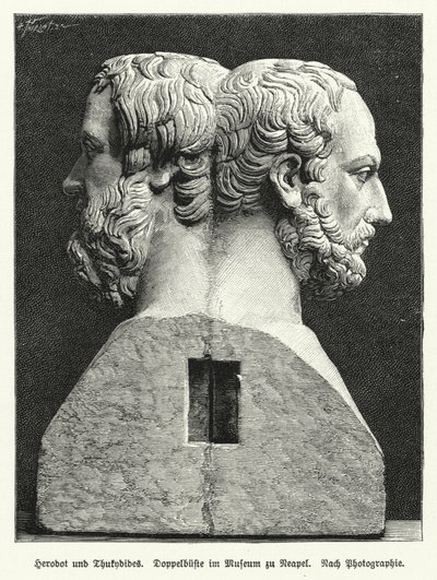 Double bust of Herodotus and Thucydides, Ancient Greek historians by German School