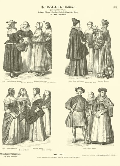 Dutch, Bohemian, Spanish, English, French and Polish Costumes, 16th - 17th Century by German School