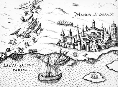 Eldorado, illustration from Regni Guianae, by G. Raleigh, 1594-96 by German School