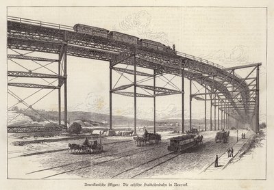 Elevated railway in New York City, New York, USA by German School