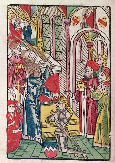 Emperor Sigismund (1367-1437) of Luxemburg dubbing a Knight by German School