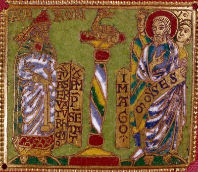 Enamel plate representing the prophets Aaron and Moses by German School